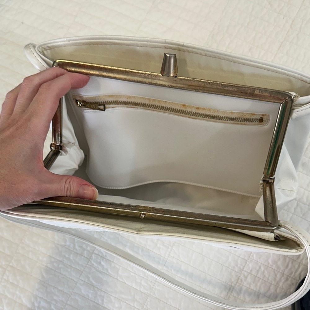 2pc Patent Mini Bag Set White & Black Y2K 90s Shoulder Clutch Bundle - Picture 9 of 10